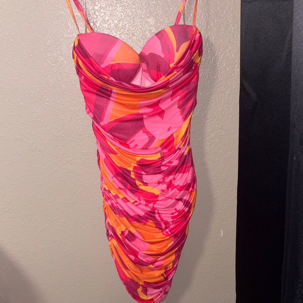 Princess Polly Pink and Orange Patterned Dress